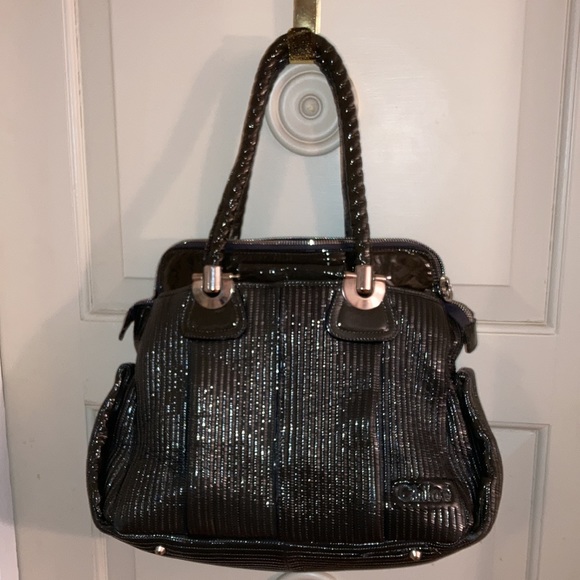 CHLOE Large OLIVE HELOISE green patent leather with silver hardware quilted bag - Picture 9 of 9